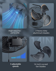 iLiving close-up of curved aluminum blades highlighting efficient air movement