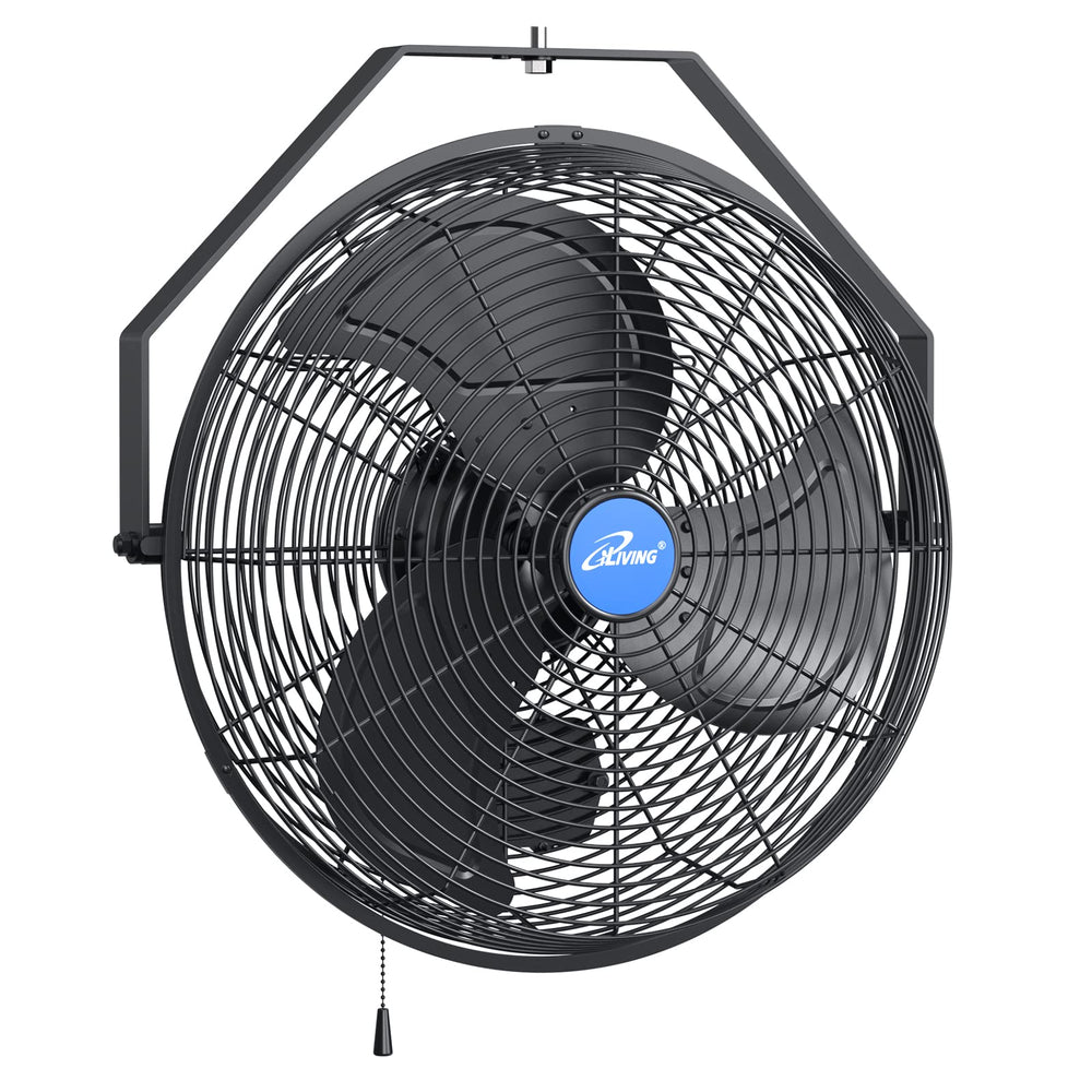 iLiving front view wall-mounted fan showing grill and airflow for durable cooling