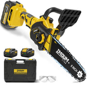 IMOUMLIVE mini chainsaw front angle showing compact portability and control