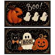 InIsaJace front view of both ghost and pumpkin mats shows festive welcome