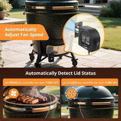 Inkbird high‑speed fan and lid detector closeup illustrating smart airflow control