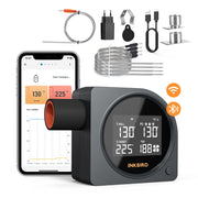Inkbird front unit with LCD display showing live temperatures and status for quick reading