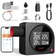InkGrill front panel and LCD showing temperature, quick read benefit
