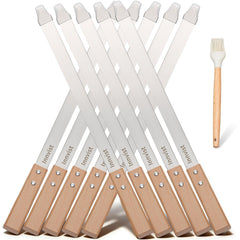 Innvist front view of skewers set showing stainless steel blades and wood handles for durability