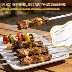 Innvist skewers laid next to ruler showing 23.6-inch length for large portions