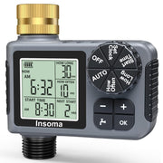 Insoma front view showing brass inlet and one-outlet, durable build benefit
