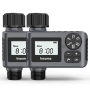 Insoma front view of dual timers showing controls and benefits of dual-zone watering