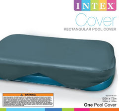 Intex cover draped on Swim Center pool demonstrating debris protection