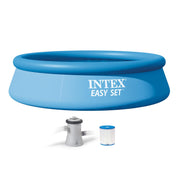 Intex front view of pool showing full setup and easy entry benefit