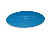 Intex solar cover on 16ft pool showing full coverage and reduced debris