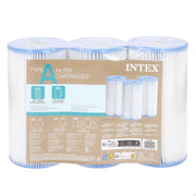 INTEX front packaging showing three Type A cartridges for quick replacement