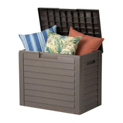 IRIS USA front view of brown deck box showing secure storage
