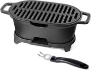 IronMaster mini front view showing compact cast-iron body and grate, durable cooking benefit