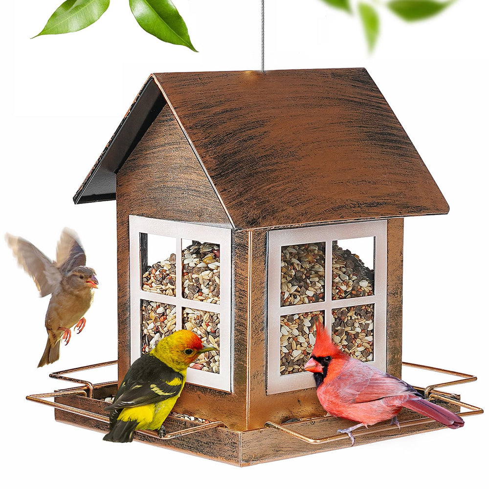 IWNTWY front view showing house-shaped feeder and vintage appeal