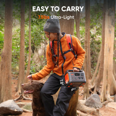 Jackery Explorer 300 being carried by integrated handle offering easy transport