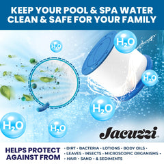 Jacuzzi filter beside a ruler demonstrating correct dimensions for secure replacement