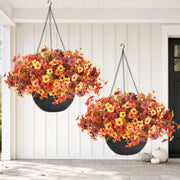 JAKY-Global front view of hanging baskets showing autumn curb appeal