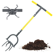 Jardineer front view of hand tiller showing full tool and handle for ergonomic benefit