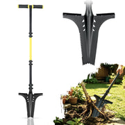 Jardineer root shovel front view showing sturdy blade and long handle for reliable digging