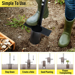 Jardineer small bulb planter close-up of stainless blade for precise soil penetration