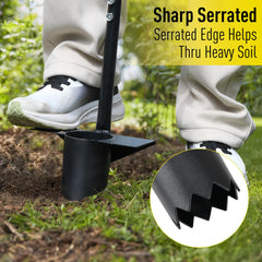 Jardineer tools in use with gardener planting from standing position reducing strain