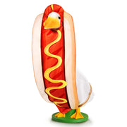 JcHrmers hot dog outfit front view shows playful yard accent and instant curb appeal