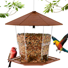 Jealoeur brown feeder front view shows full design and easy hanging benefit