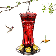 Jealoeur front view of red feeder showing full 360-degree visibility and durable build