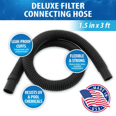 JED Pool Tools spiral-wound hose close-up highlighting flexibility and anti-collapse strength