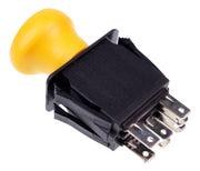 JEENDA front view of PTO switch showing mounting and yellow knob for easy identification