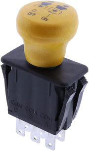 JEENDA PTO switch front view showing yellow knob and housing benefit: easy identification