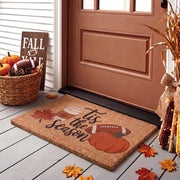 Jenaai front view of fall football coir doormat showing full printed design and welcome benefit