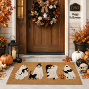 Jenaai front view of ghosts welcome mat showing festive curb appeal and clean entrance