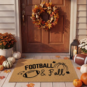 Jenaai front view fall football mat showing autumn design and warm welcome