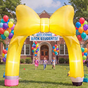 Jenaai front view of pencil arch showing festive entrance and visibility