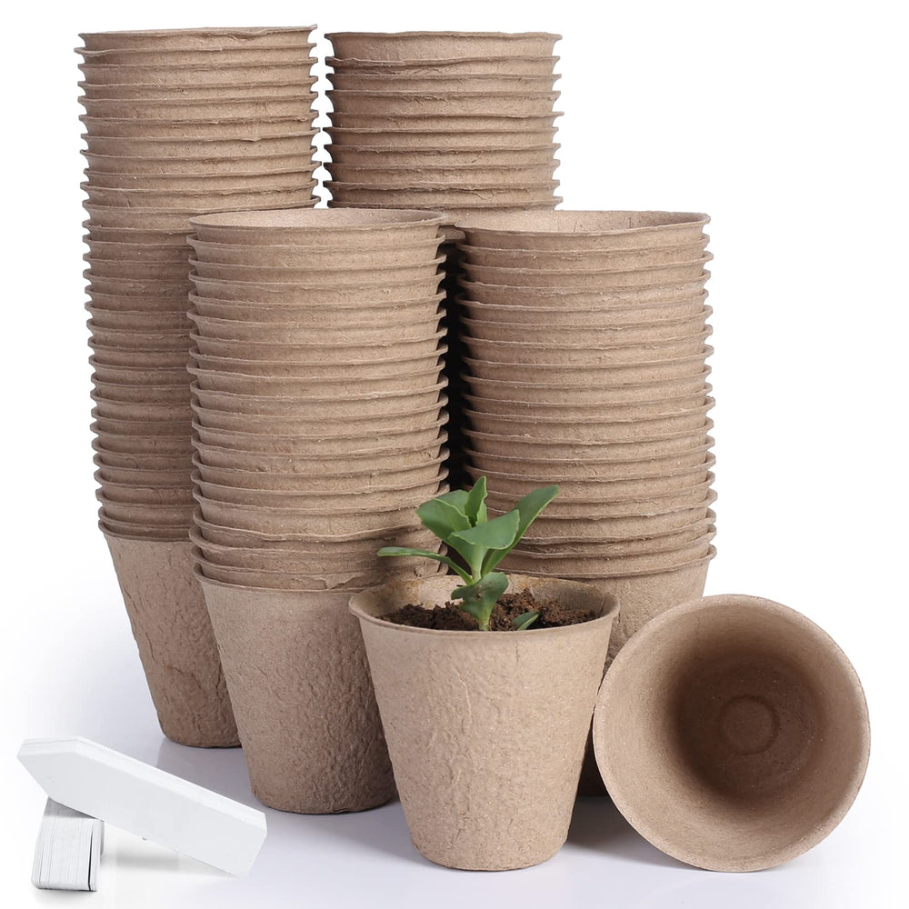 JERIA front packaging showing 100 peat pots and labels for organized sowing