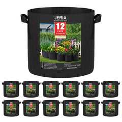 JERIA front view of 12-pack 20 gallon grow bags showing durability and capacity