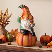 Jetec gnome front view showing cute pumpkin pose and harvest charm