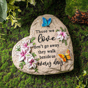 Jetec memorial stone front view showing heart design and comforting message
