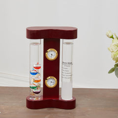 JINGYUE Galileo thermometer close-up with colored spheres, clear temperature reading benefit
