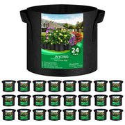 JNYONG front view of 24-pack grow bags showing quantity and handles, easy setup