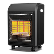 Jocoevol front view of heater showing sturdy cabinet and vents for efficient warmth