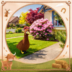 JolliLudo dressed goose on porch adding rustic seasonal ambience