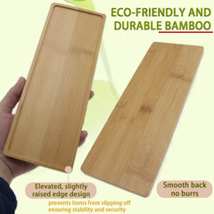 Joyangy bamboo tray in use on windowsill catching pot runoff and protecting wood