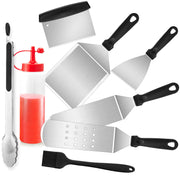 Joyfair front view packed set showing all eight griddle tools and organized layout