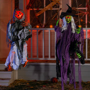 JOYIN front view of pumpkin and witch hanging creating spooky curb appeal
