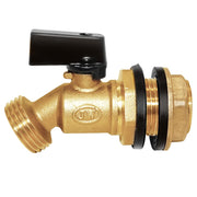 Joywayus spigot front view showing brass body and outlet, durable outdoor use
