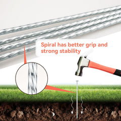 JPOIP sharp stake tip detail for easier soil and fabric penetration benefit