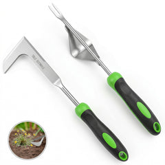 Juxifyron front view of the 2-piece weeder set showing ergonomic handles and stainless steel for comfortable control