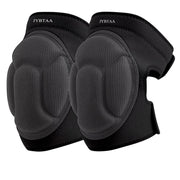 JYBTAA front view of black knee pads showing full shape and strap placement for on-site protection